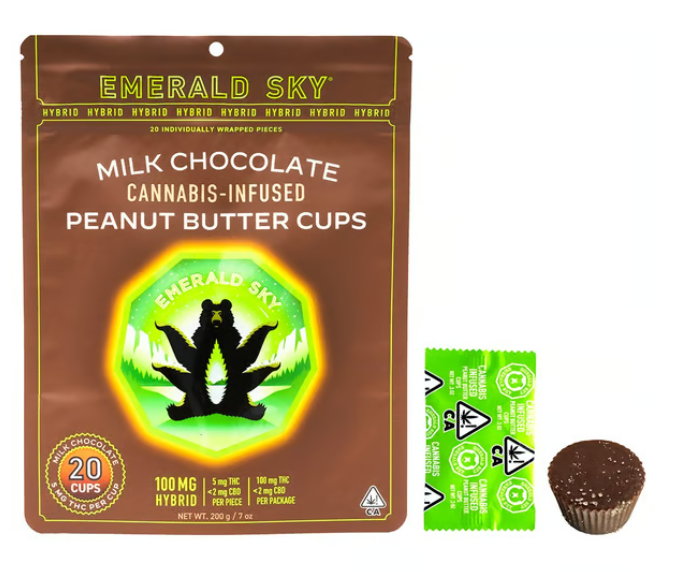 Emerald Sky Milk Chocolate Peanut Butter Cups Indica 20Pk 100mg