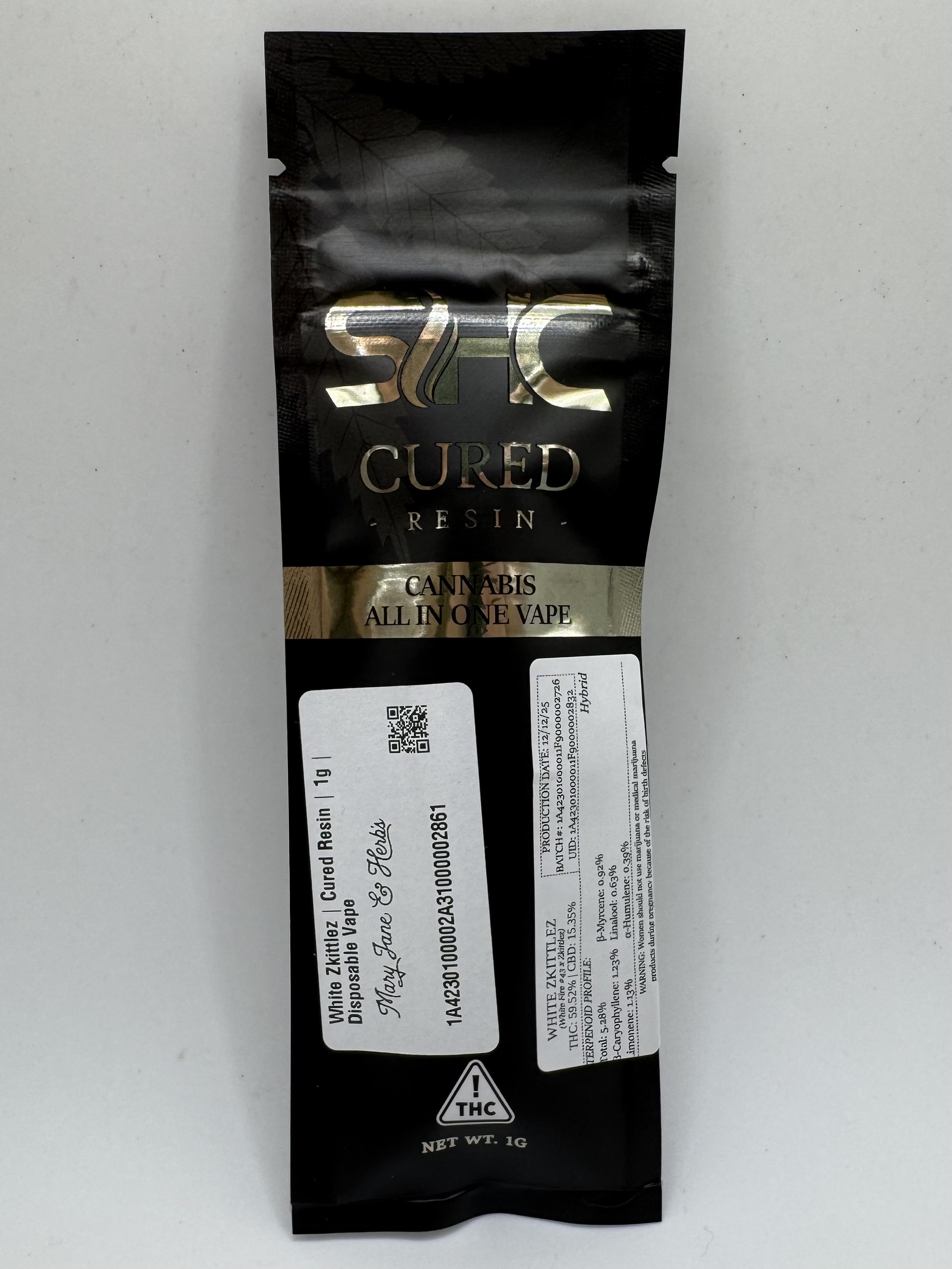 White Zkittlez Cured Resin Disposable