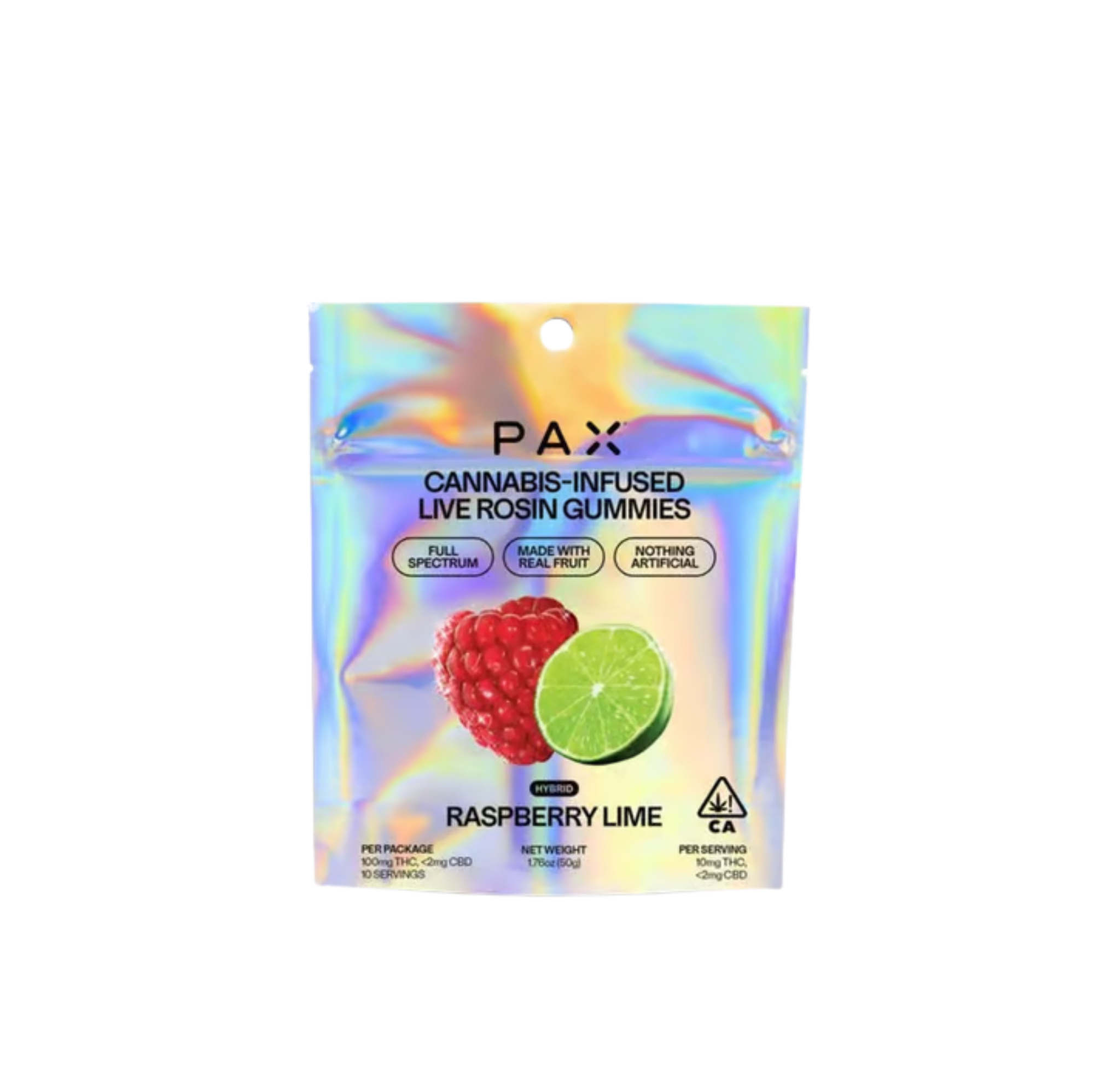 PAX Raspberry Lime 10pk 10mg Live Rosin Gummies