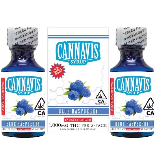 CANNAVIS - TINCTURE - (SYRUP) - 1000 MG - EXTRA STRENGTH - 2 PACK - BLUE RASPBERRY