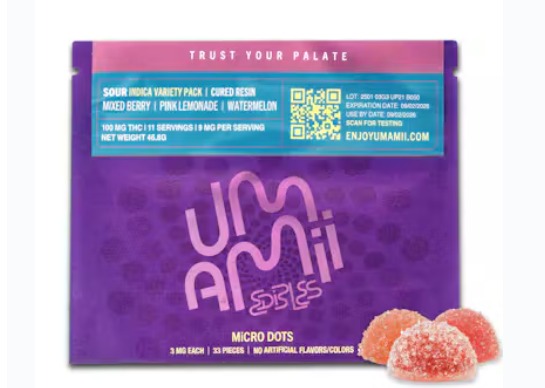 Umamii | Mixed Berry Pink Lemonade Watermelon | Live Resin Gummy 33pcs 100mg THC