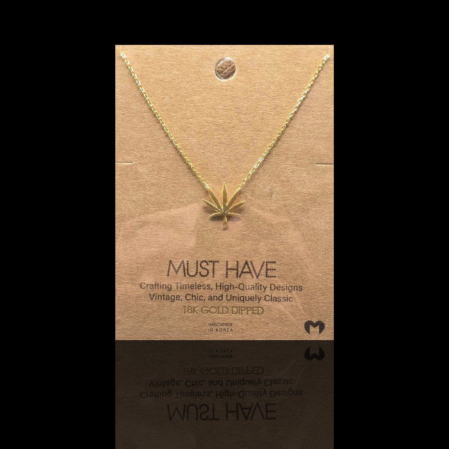 Necklace Gold Dipped Cannabis Leaf