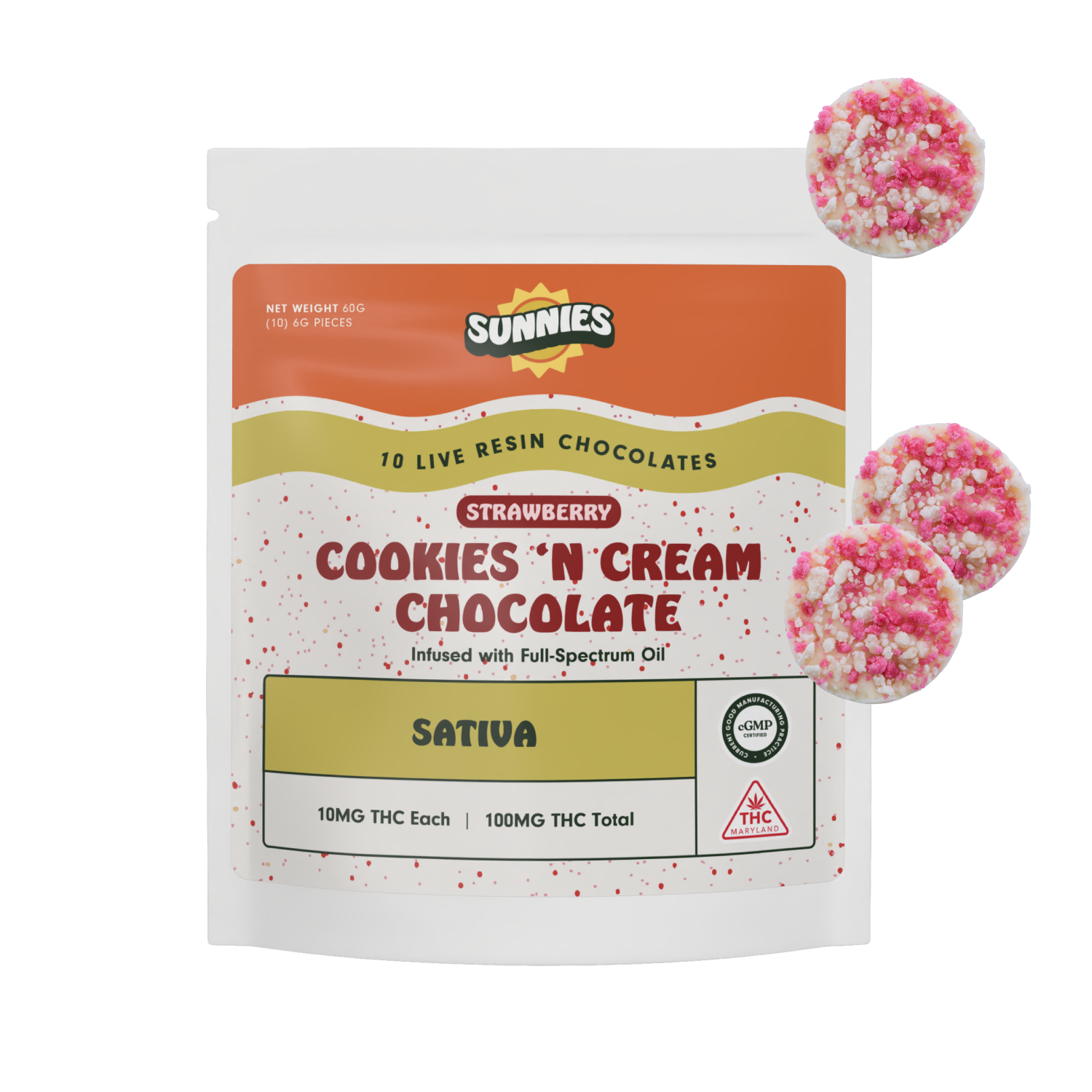 Strawberry Cookies 'N Cream Chocolate - Sativa 100mg