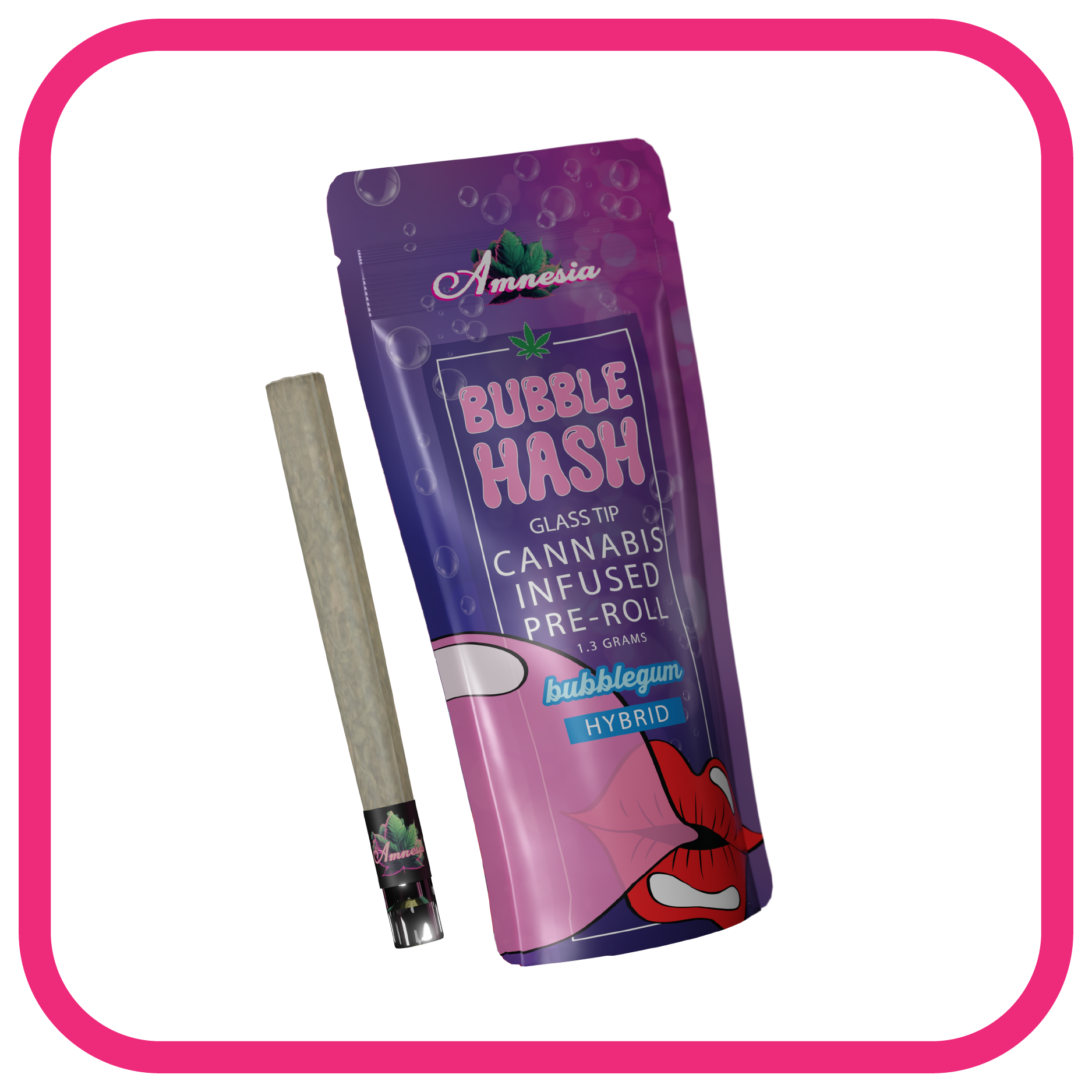 Infused Preroll Bubble Hash Glass Tip 1.3g - Bubblegum