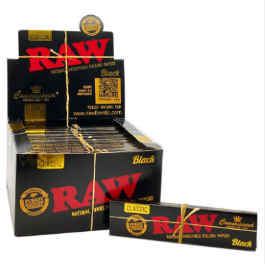 RAW Black Classic Connoisseur Rolling Papers & Tips | King Size Slim