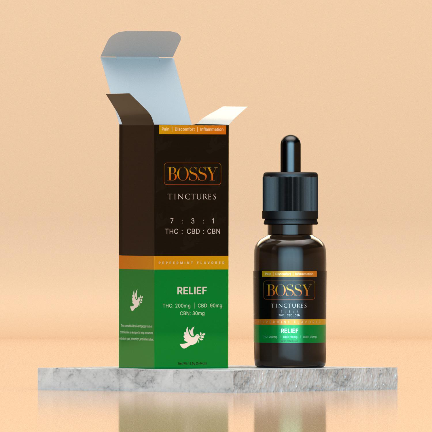 Bossy | 200mg THC: 90mg CBD: 30mg CBN Tincture | Relief