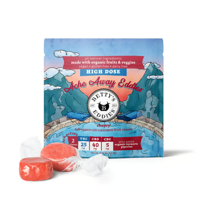 Ache Away Eddies - Cherry - THC:CBD:CBC - High Dose - Fruit Chews - 50mg (2pk)