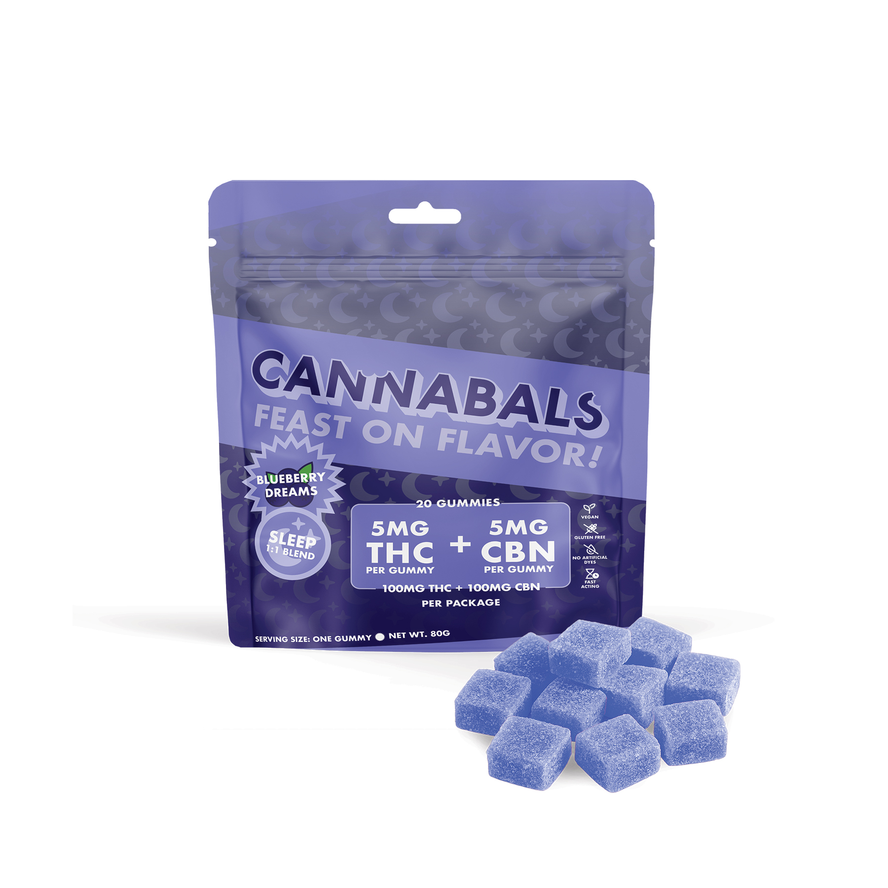 Cannabals | Blueberry Dreams - Live Resin Brick Gummy | 100mg 10pk