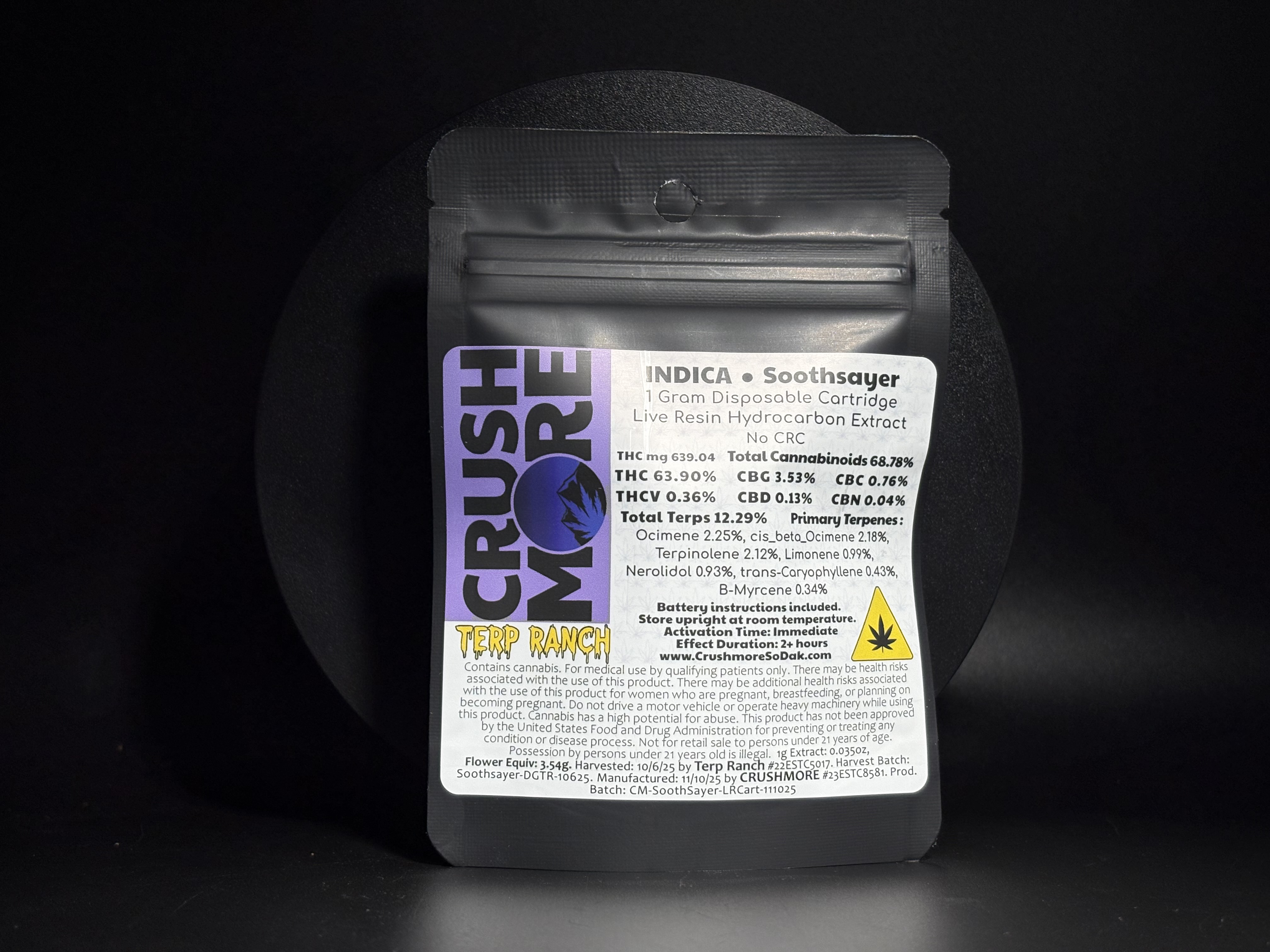 Crushmore - Vape - Live Resin - 1 Gram Disposable - Soothsayer