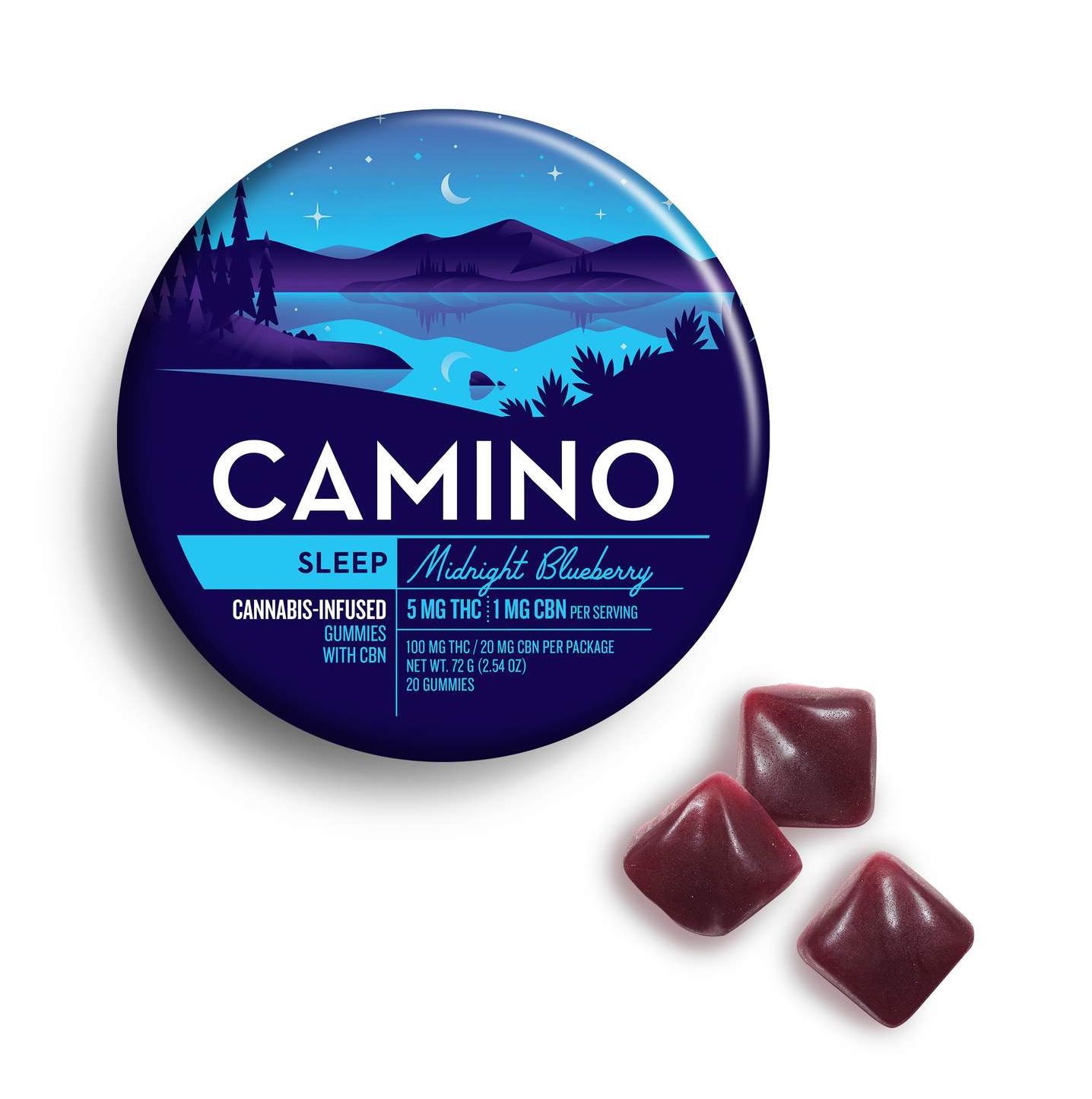 CAMINO Gummies 100mg: Midnight Blueberry 5:1 THC:CBN 20pc