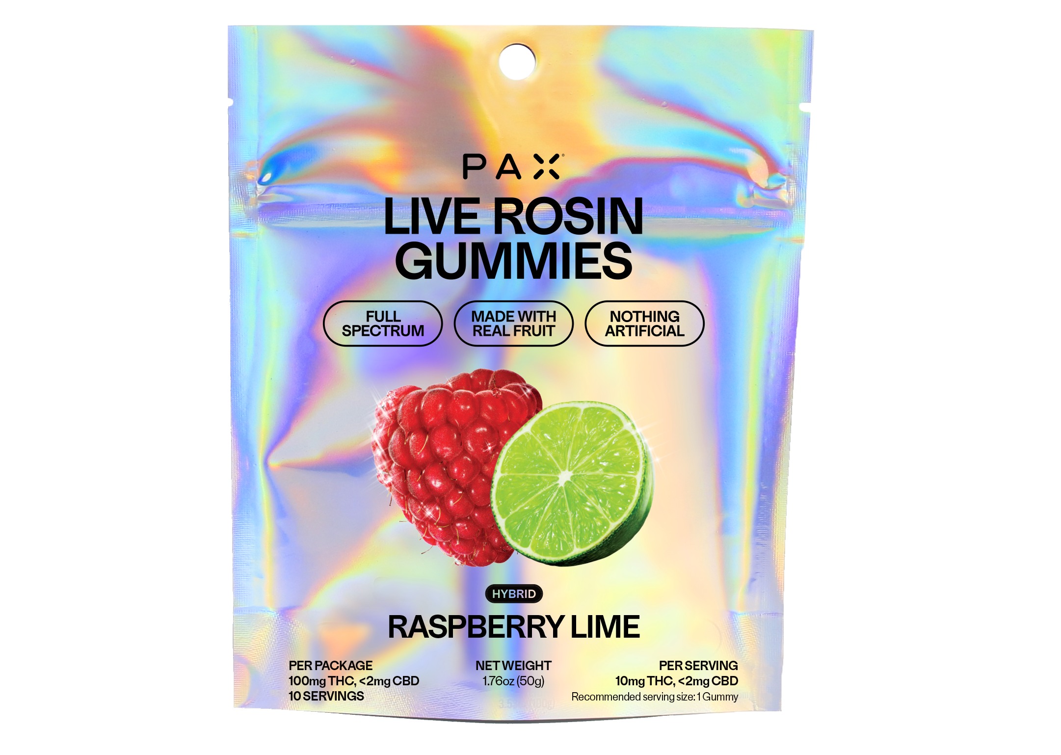 PAX Raspberry Lime 10pk 10mg Live Rosin Gummies