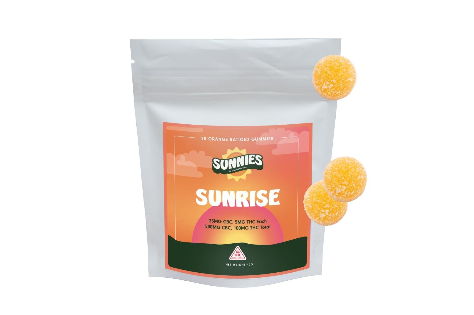 Sunnies | Sunrise Orange 1:5:5 | Gummies [5mg THC/25mg CBC/25mg CBD] 20pk