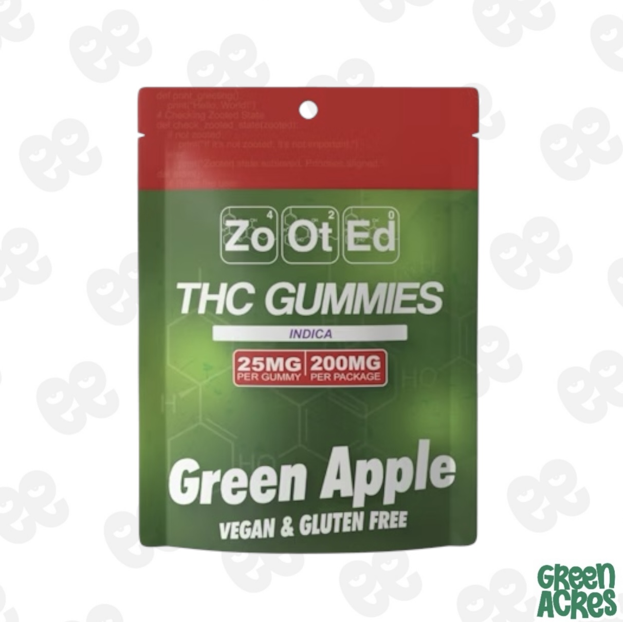 ZOOTED: Green Apple (I) 200MG Gummies (8x25mg) | Green Acres - Inkster