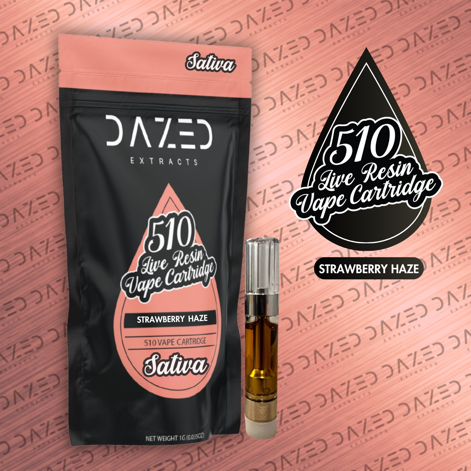 Dazed 510 Live Resin Vape Cart - Strawberry Haze