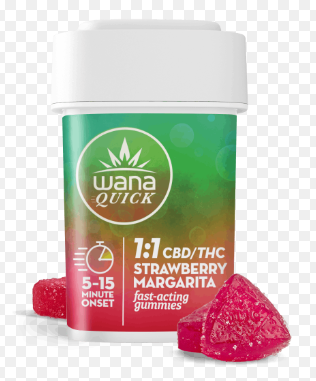 WANA ORGANIC STRAWBERRY MARGARITA 1:1 QUICK GUMMIES 10PK 100MG