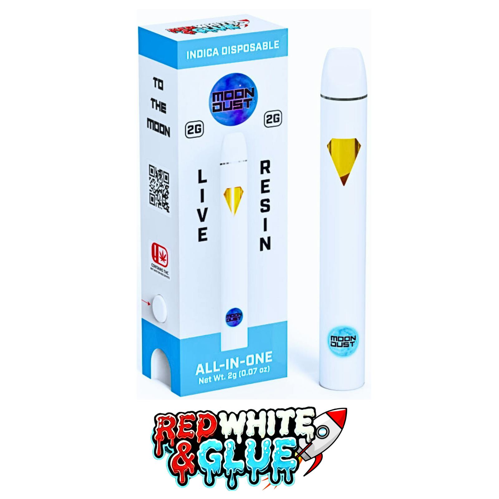 Moondust Live Resin Disposable Red, White And Glue - Indica
