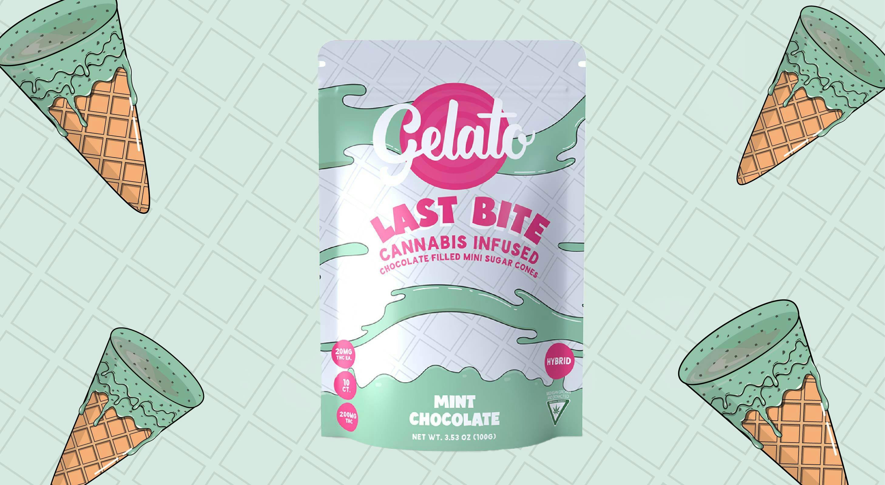Gelato Last Bite - 10 Pack Chocolate Filled Cones - Mint Chocolate - 200mg