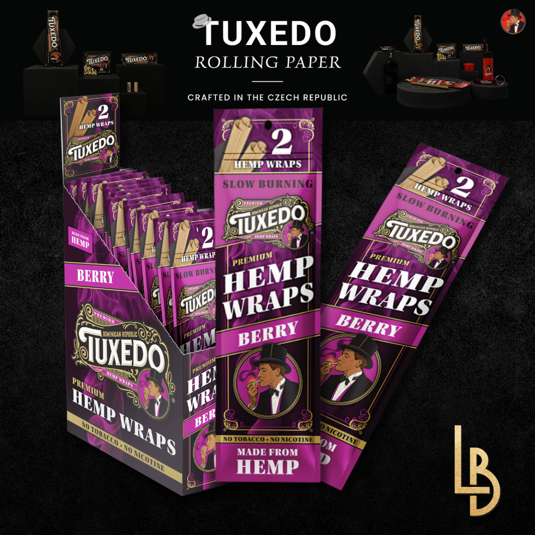 Tuxedo | Berry | Premium Hemp Wraps | 2pk