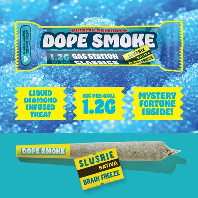 Dope Smoke: Slushie Brain Freeze Gas Station 1.2G Liquid Diamond Infused Preroll
