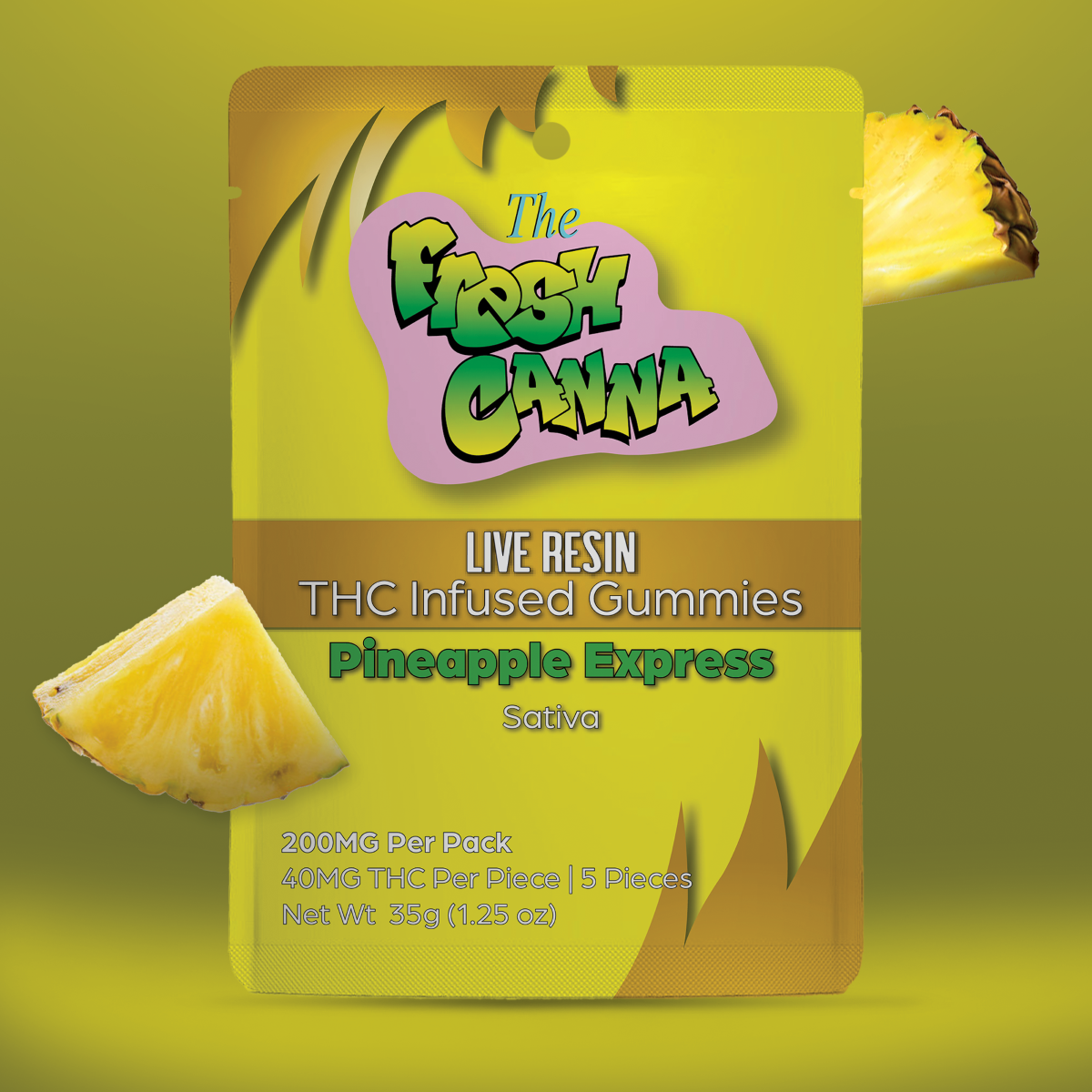 PINEAPPLE EXPRESS - 5 PC LIVE RESIN GUMMIES - 200MG