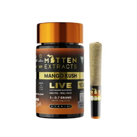 MITTEN EXTRACTS (5PK) LIVE RESIN INFUSED PRE ROLLS | MANGO KUSH