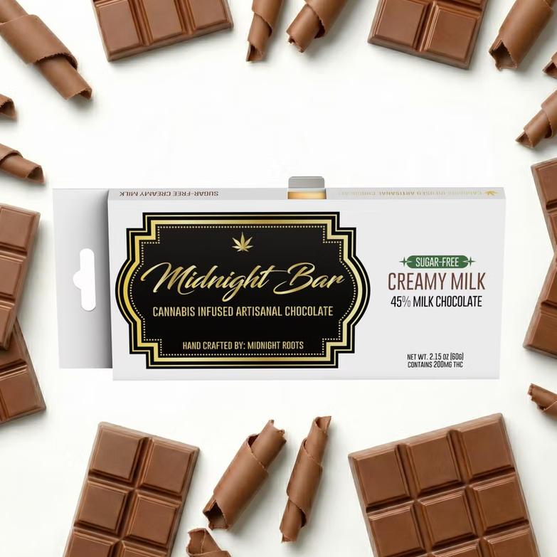 Midnight Roots | Sugar Free Milk Chocolate | 200mg Bar | REC