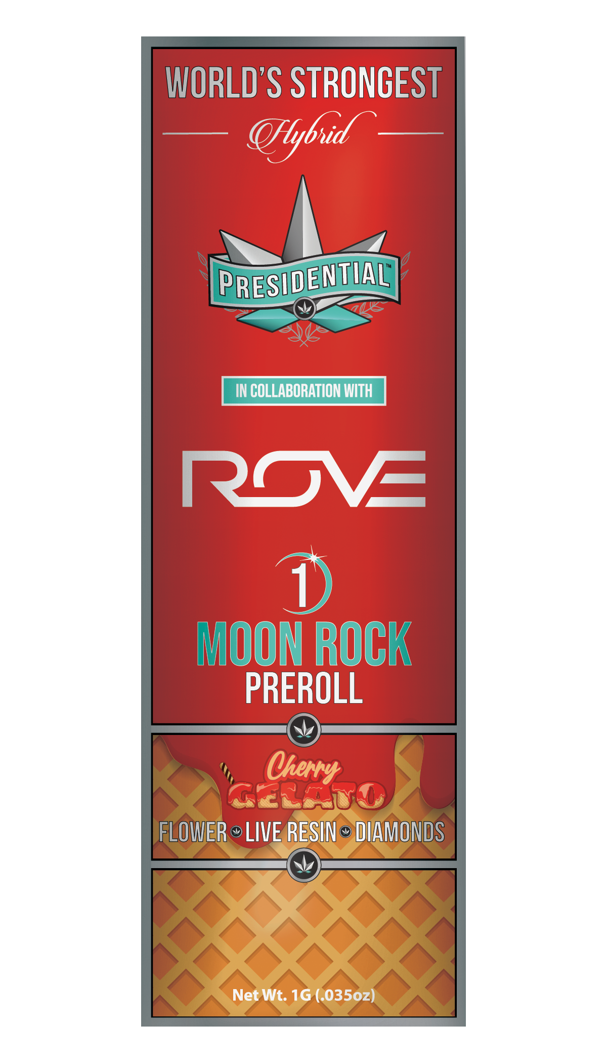 Presidential Cherry Gelato (Hybrid) 1g Moon Rock Infused Pre-Roll