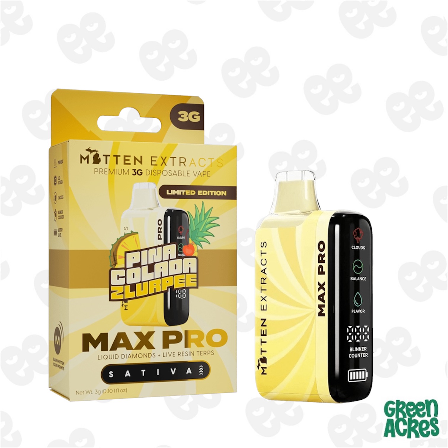 Mitten Extracts: Pina Colada Zlurpee 3G MAX PRO Vape Disposable