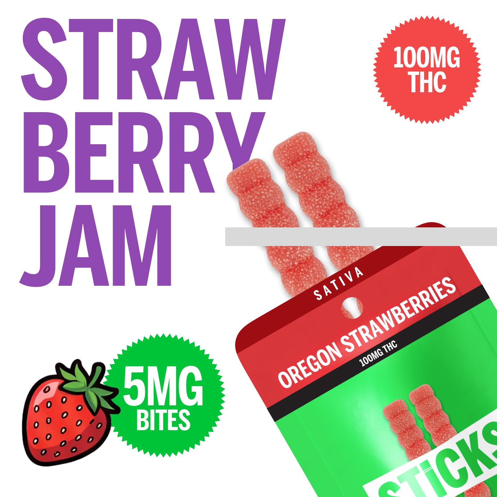 Oregon Strawberries Sativa Gummies