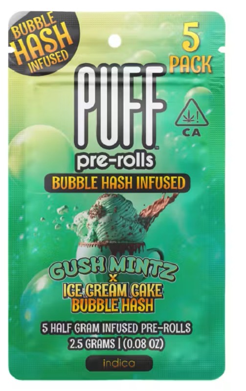Gush Mintz x Ice Cream Cake | Bubble Hash Infused | Pre-Roll | 5pk | 2.5g