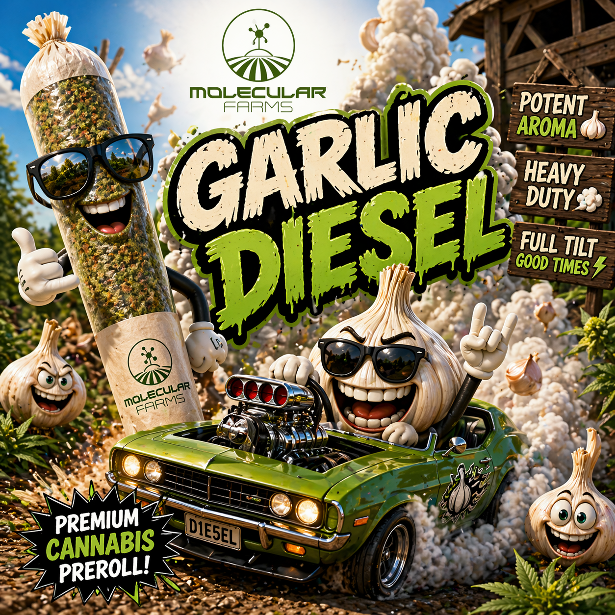 Molecular Farms I Pre-roll I Garlic Diesel I .8g