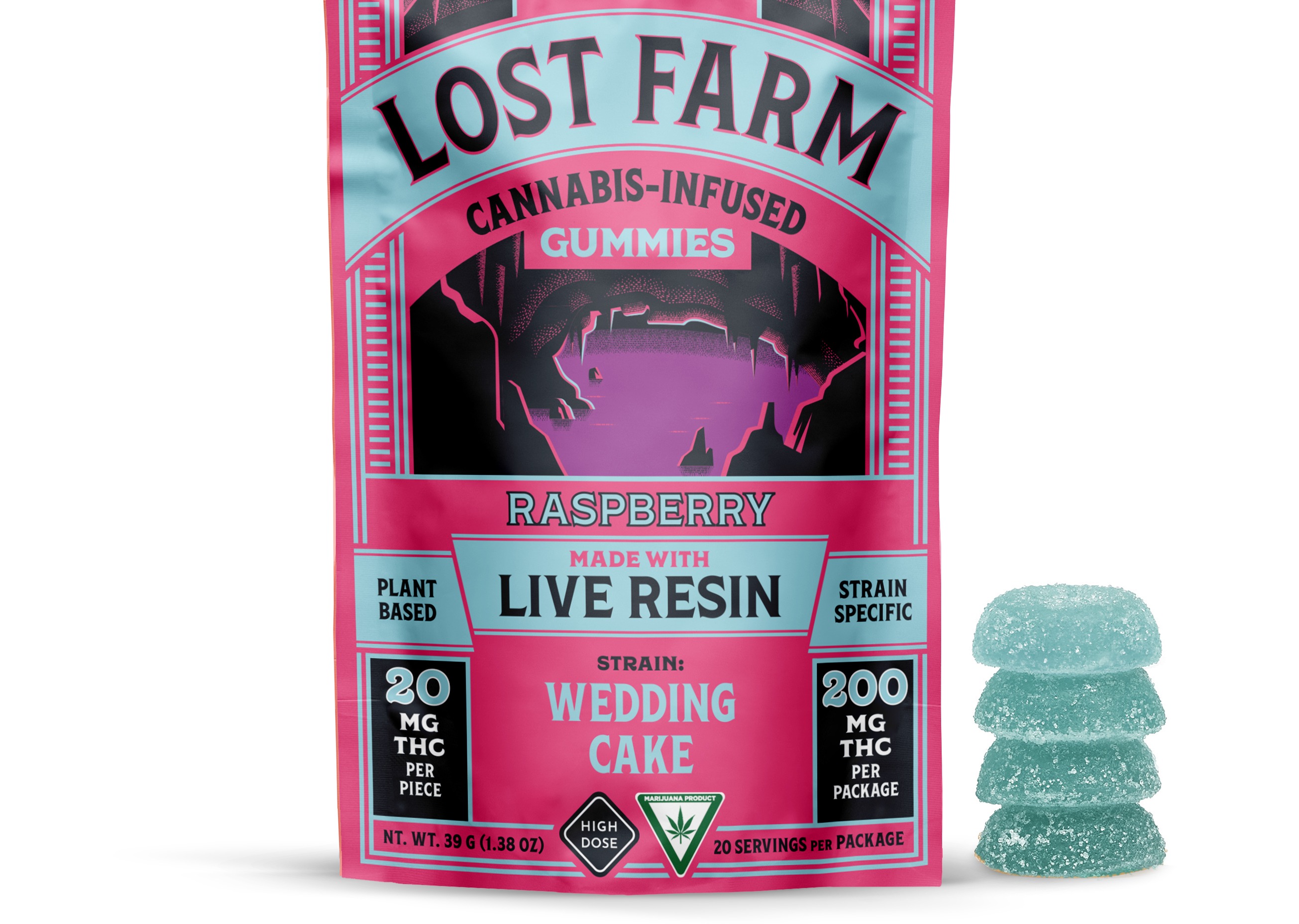 Lost Farm - Gummies - 200mg Live Resin - Raspberry x Wedding Cake
