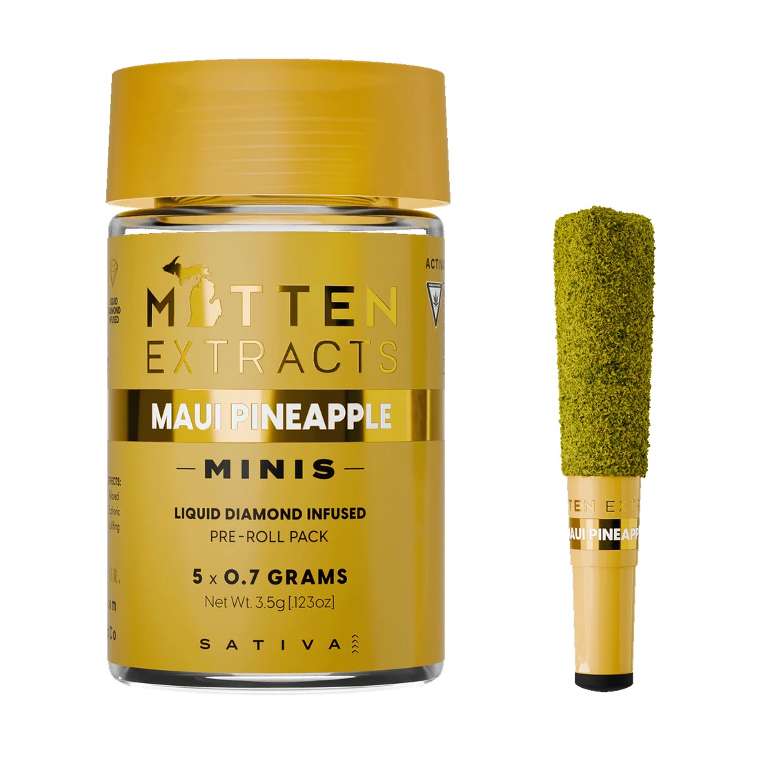 Mitten Extracts x 5 Pack Infused Pre-Rolls | Maui Pineapple
