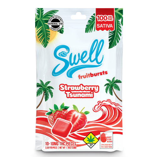 Swells Strawberry Tsunami (Sativa) Fruit Burst (100mg) 10pk