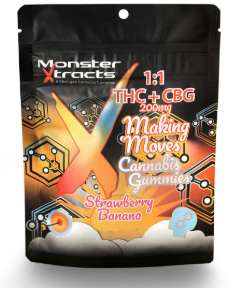 Monster X | Strawberry Banana | Infused Gummies | 200mgTHC:200mgCBG | Hybrid