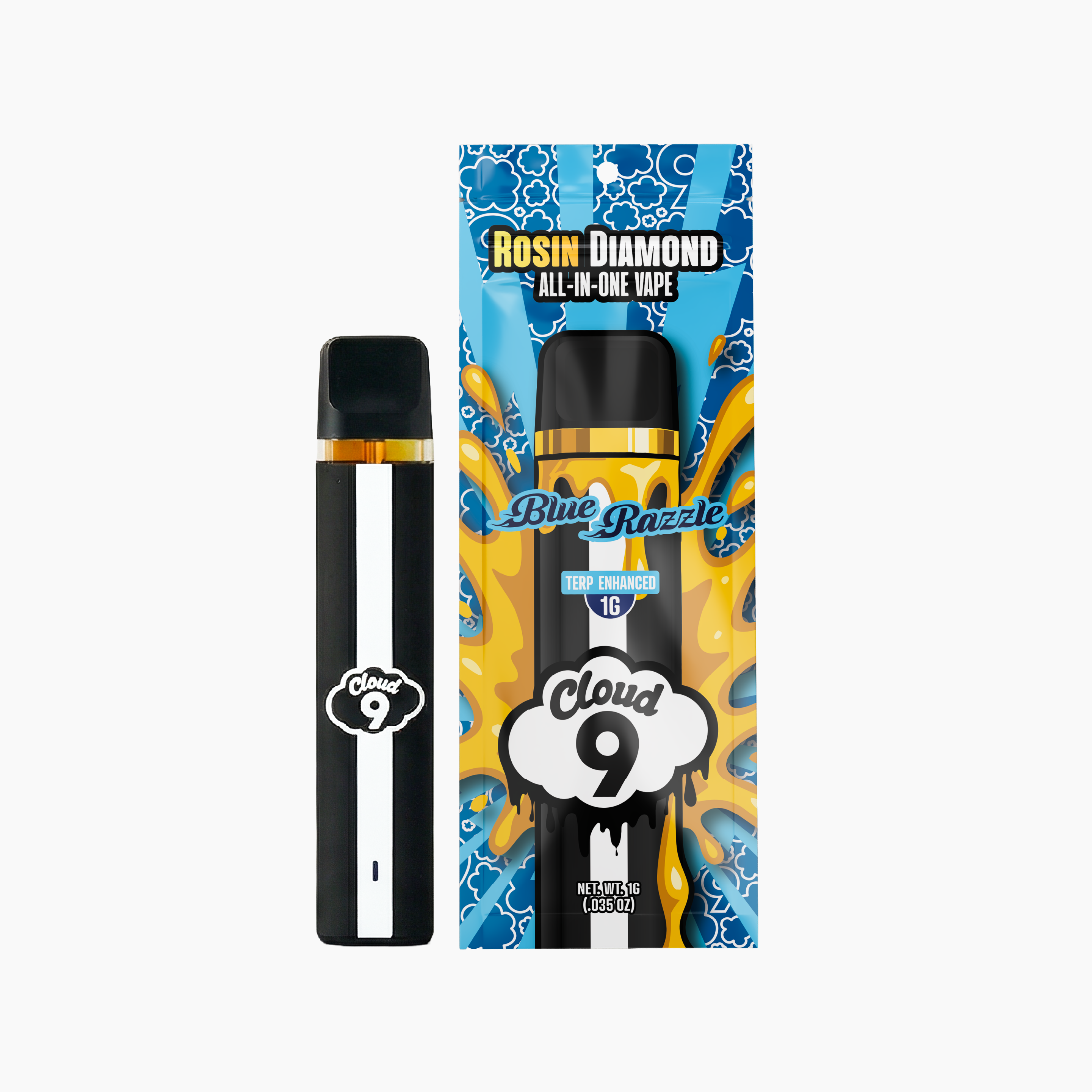 Cloud 9 | 1g Rosin Diamond Disposable | Blue Razzle