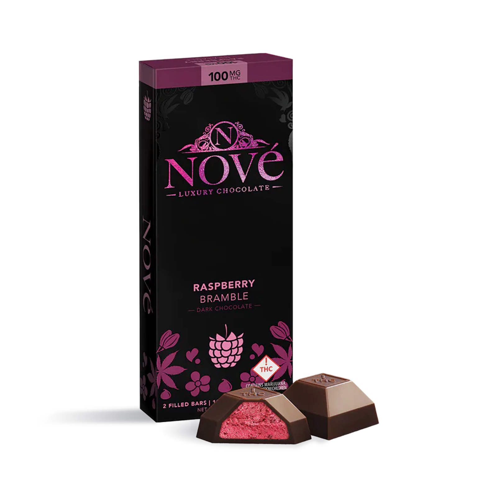 Raspberry Filled Luxury Dark Chocolate Bar | 100mg
