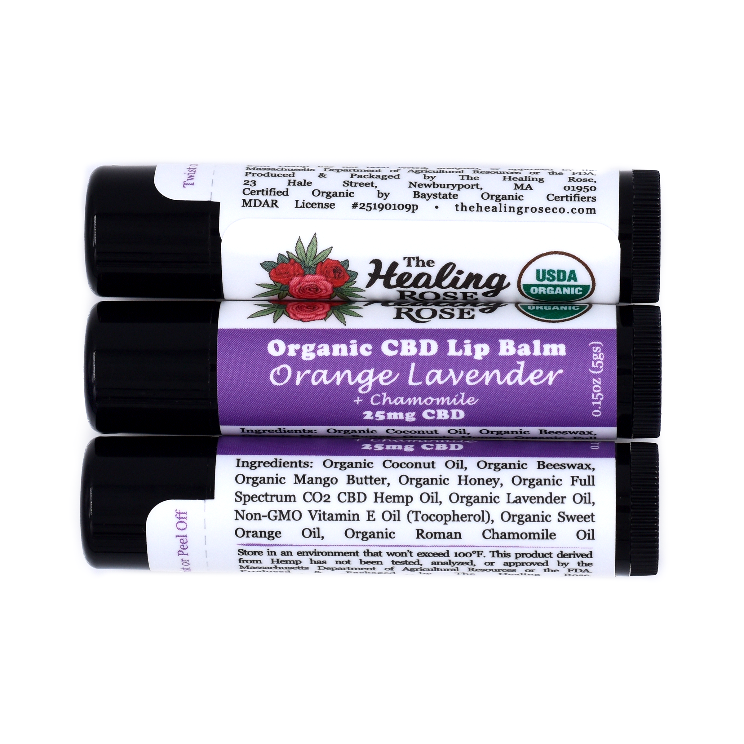 Organic Orange Lavender Chamomile CBD Lip Balm | 25mg