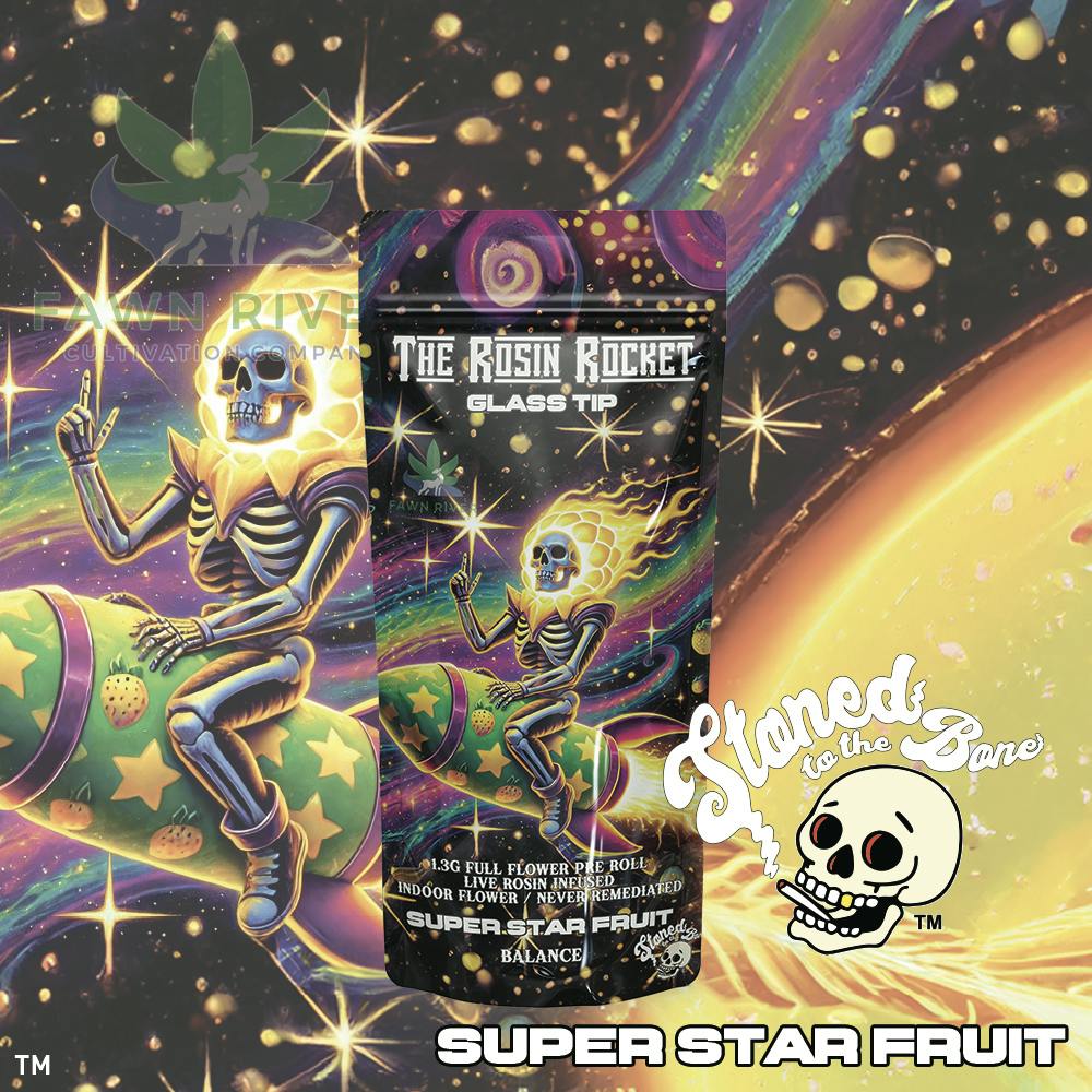 STONED TO THE BONE | Infused Preroll | Rosin Rocket | Super Star Fruit | 1.3g