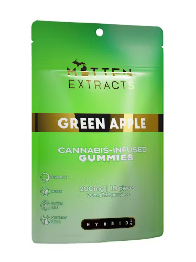 Mitten Extracts | Green Apple | Infused Gummies | 200mg | Hybrid