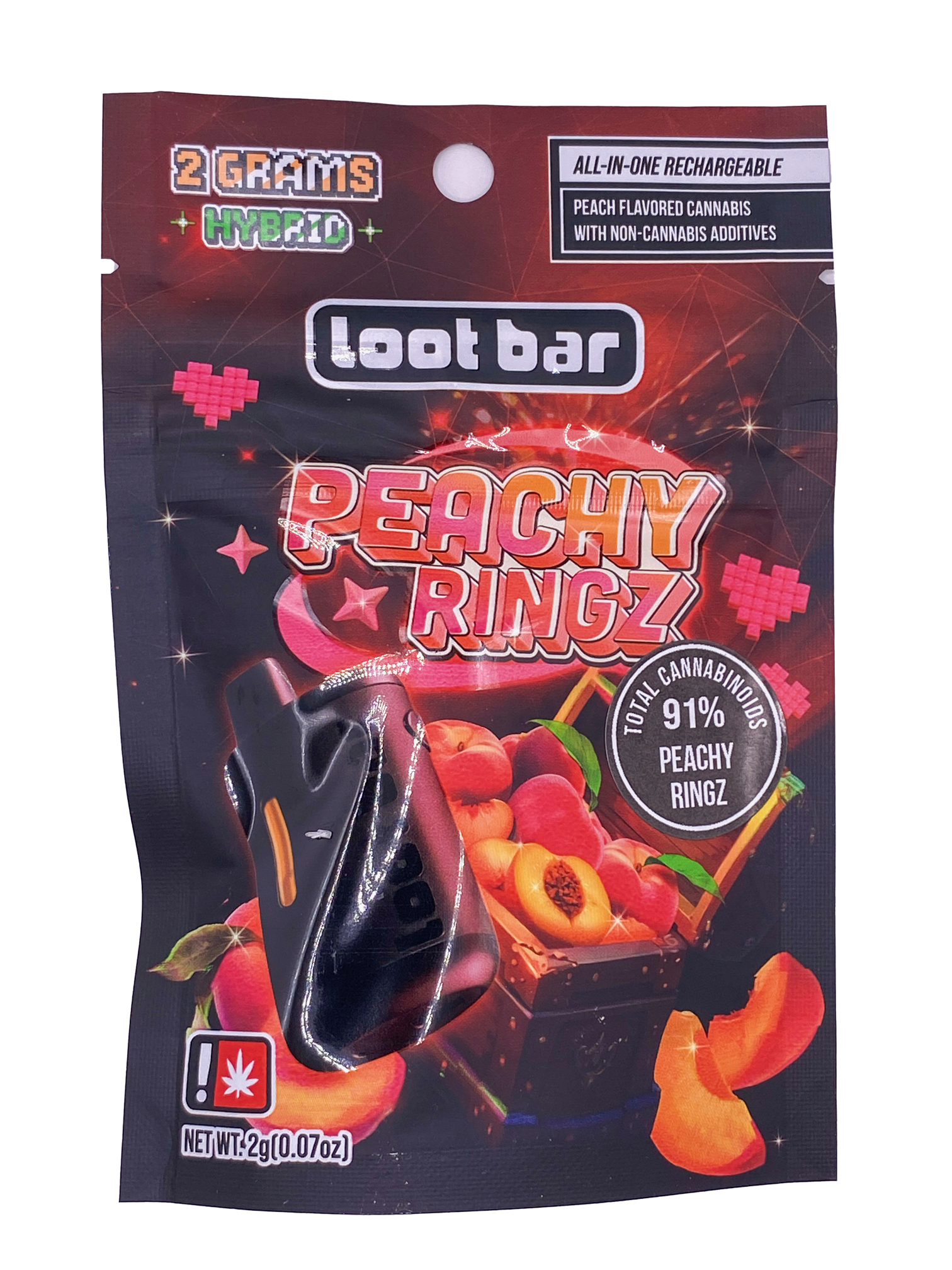 DISPOSABLE - VAPE - DISTILLATE - 2G - HYBRID - PEACHY RINGZ