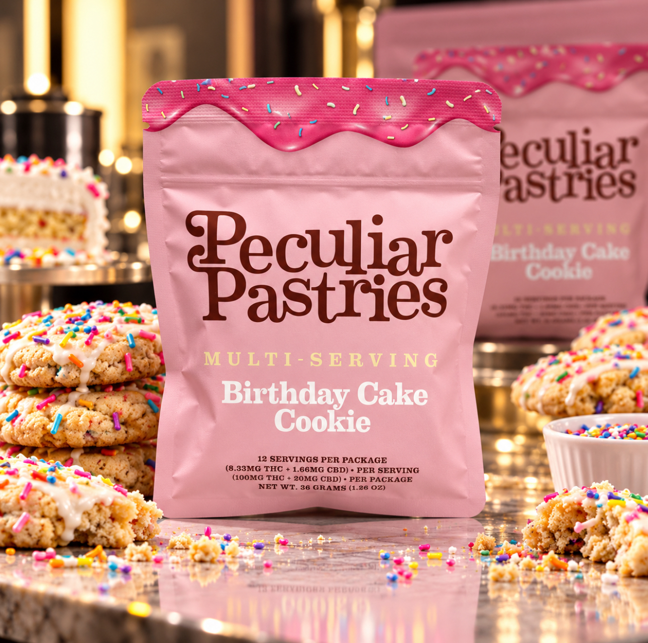 Peculiar Pastries Birthday Cake Cookie 100mg 12pk
