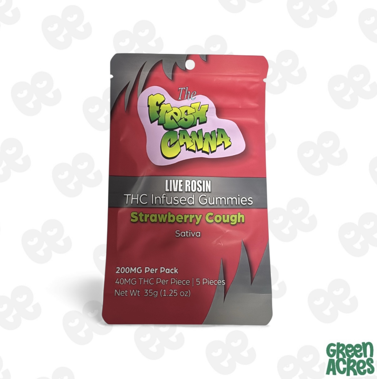 Strawberry Cough 200MG Live Rosin Gummies (5x40mg)