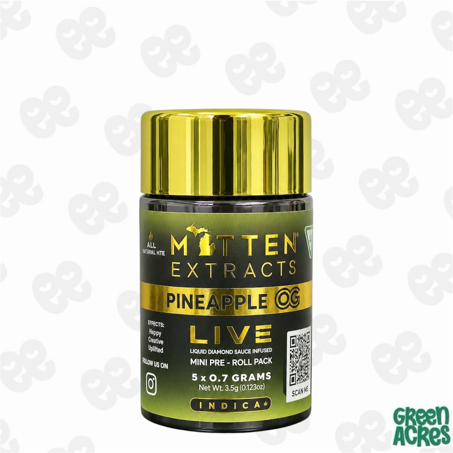 Mitten Extracts: Pineapple OG 5 Pack Live Sauce Infused Minis (5x0.7g)