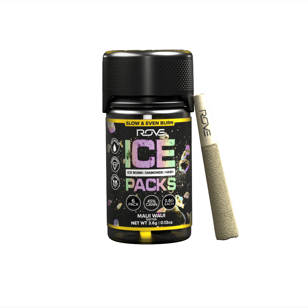 Maui Waui Ice Pack | .6g - 6 (3.6g) Pack Rosin/Diamonds/Hash Infused Preroll | REC