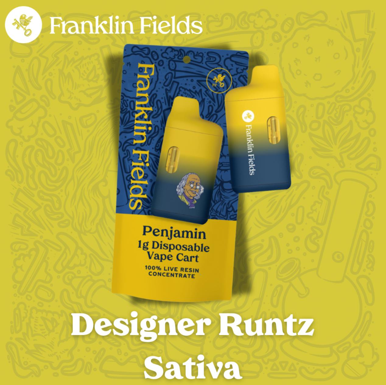 Franklin Fields Designer Runtz Live Resin Penjamin 1.0g