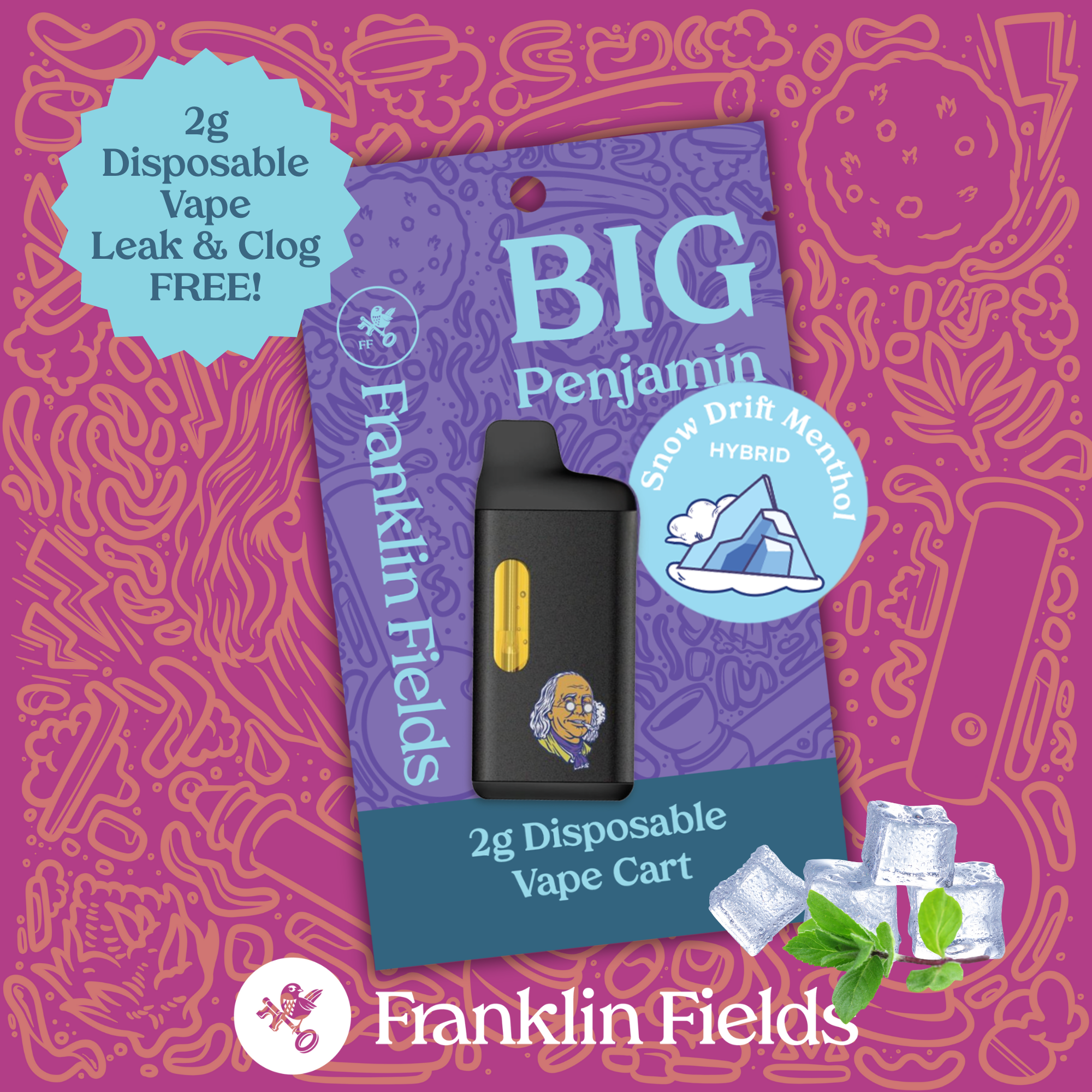 FRANKLIN FIELDS PENJAMIN | 2G DISPOSABLE | SNOWDRIFT MENTHOL