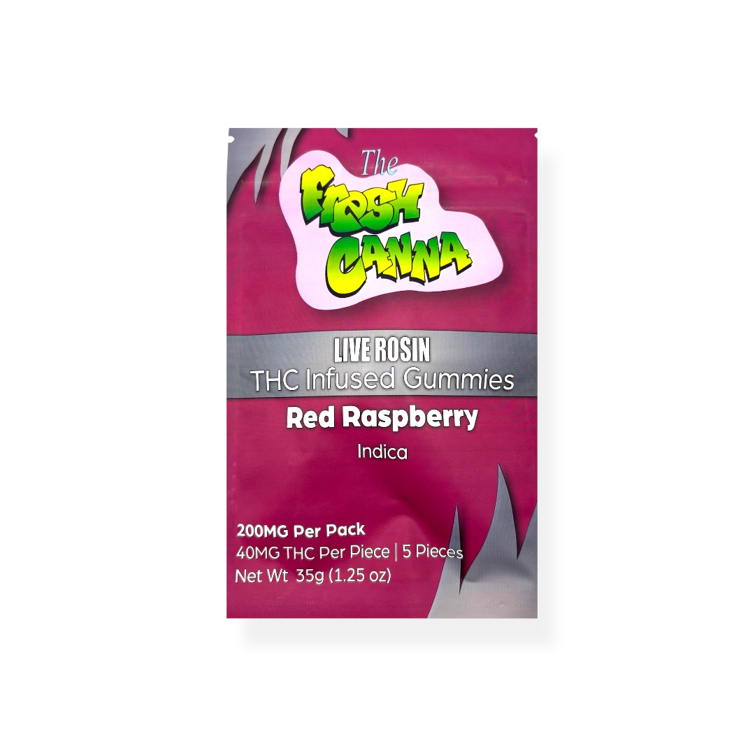 Fresh Canna Red Raspberry Live Rosin Gummies 200mg Rec