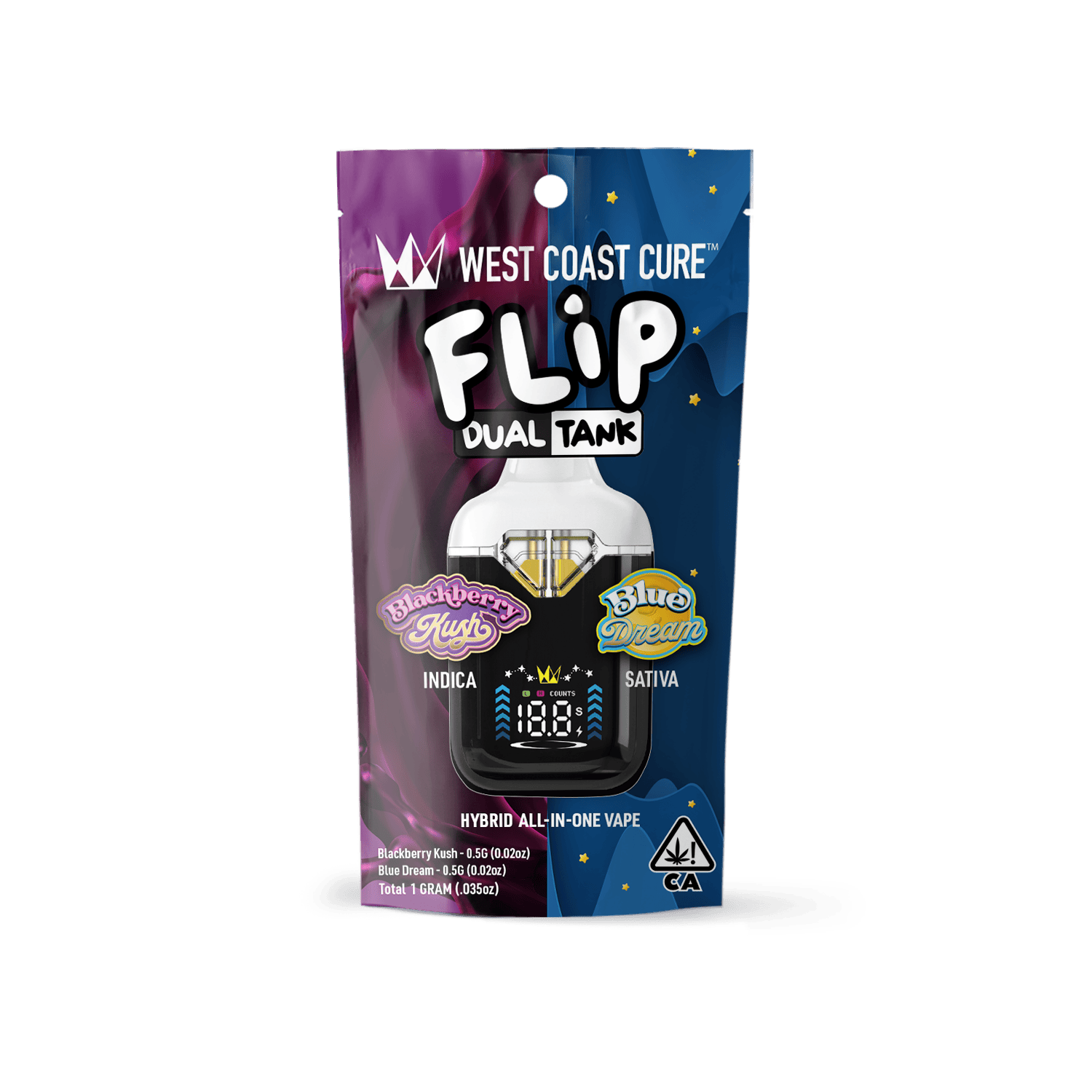 West Coast Cure | Blackberry Kush x Blue Dream - 1G AIO CUREbar Flip
