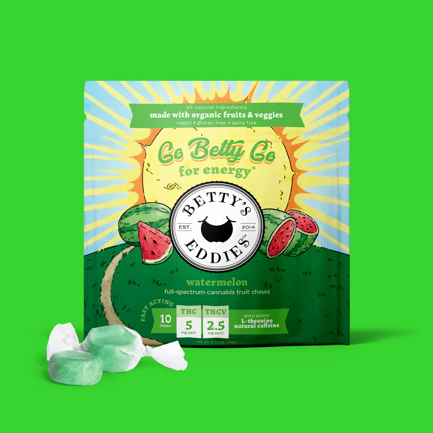 BETTY'S EDDIES Fruit Chew 100mg: Watermelon 4:1 THC:THCV 10pc